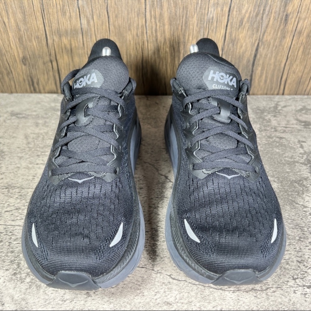 Hoka One One Clifton 8 Running Walking Shoes - Men’s 9 - Black/Grey EUC